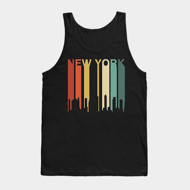 New York Retro City Skyline Vintage Urban Architecture Buildings Brooklyn Bridge Skyscraper Tank Top by Shirtsurf